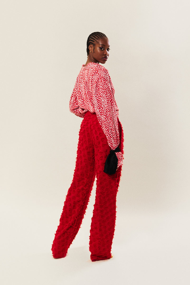 Red Jacquard tailored Oversize fit Trousers – OMÔL 