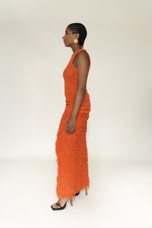 Fringe Crochet Statement Dress - orange – OMÔL