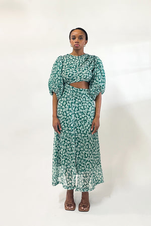 
                  
                    Load image into Gallery viewer, Esade side cut midi dress I Green
                  
                